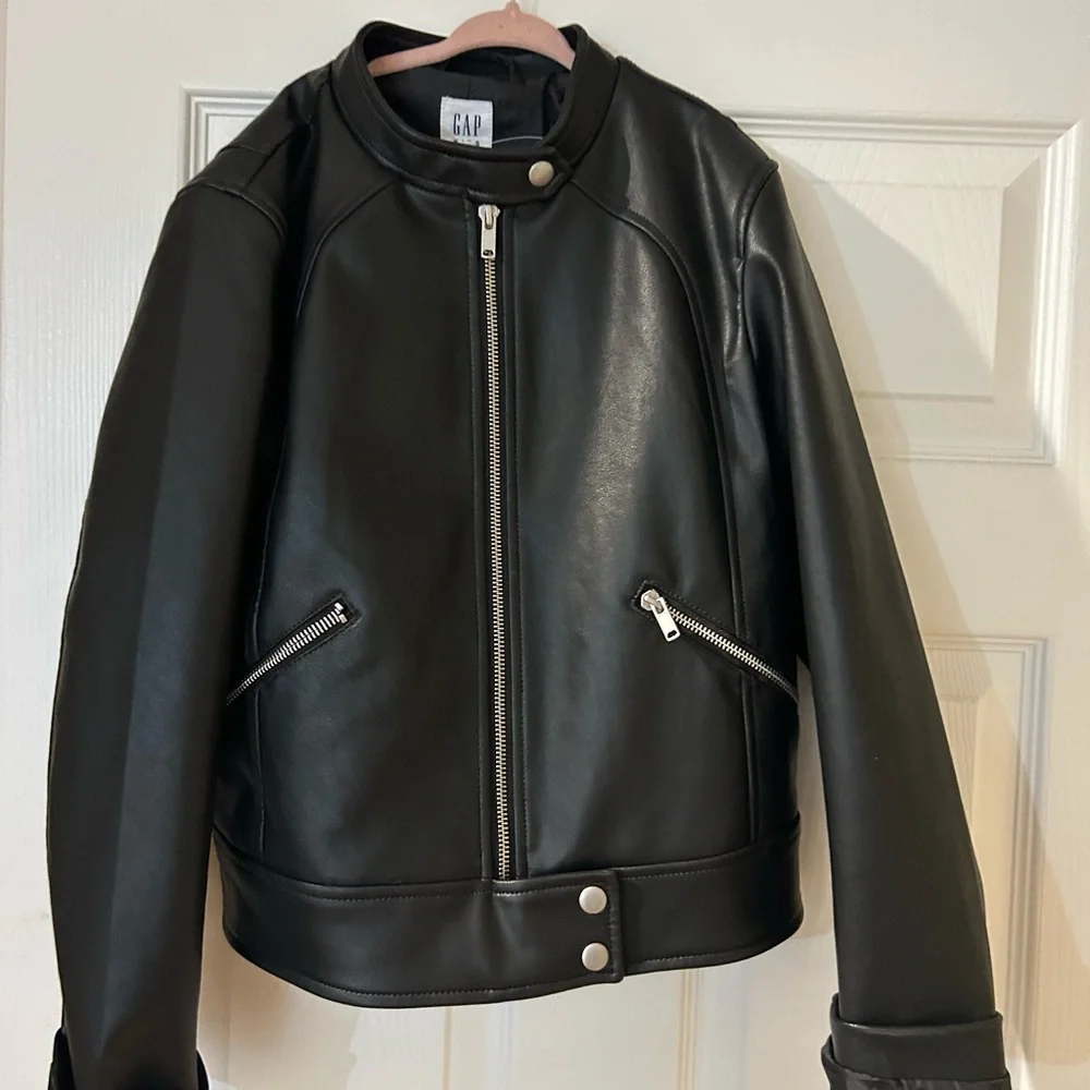 GAP girl black moto Leather Jacket NWOT